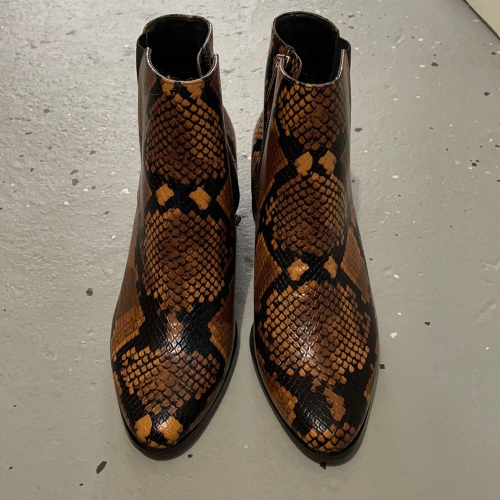 Snake print booties
